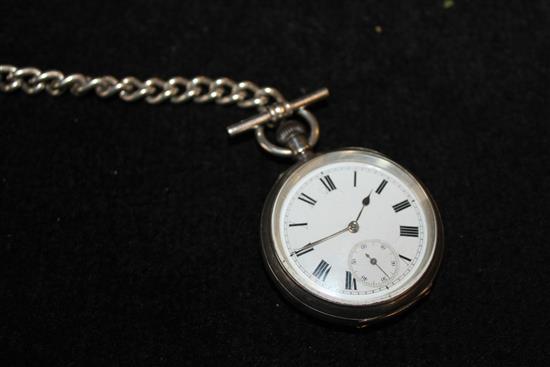 Silver pocket watch and albert